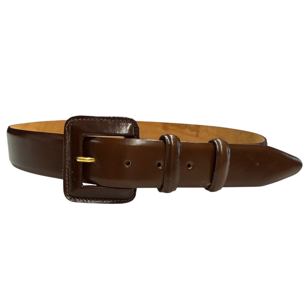 Saks‎ Fifth Avenue Leather Belt Womens Medium Brown Excellent Made in Italy Wide
